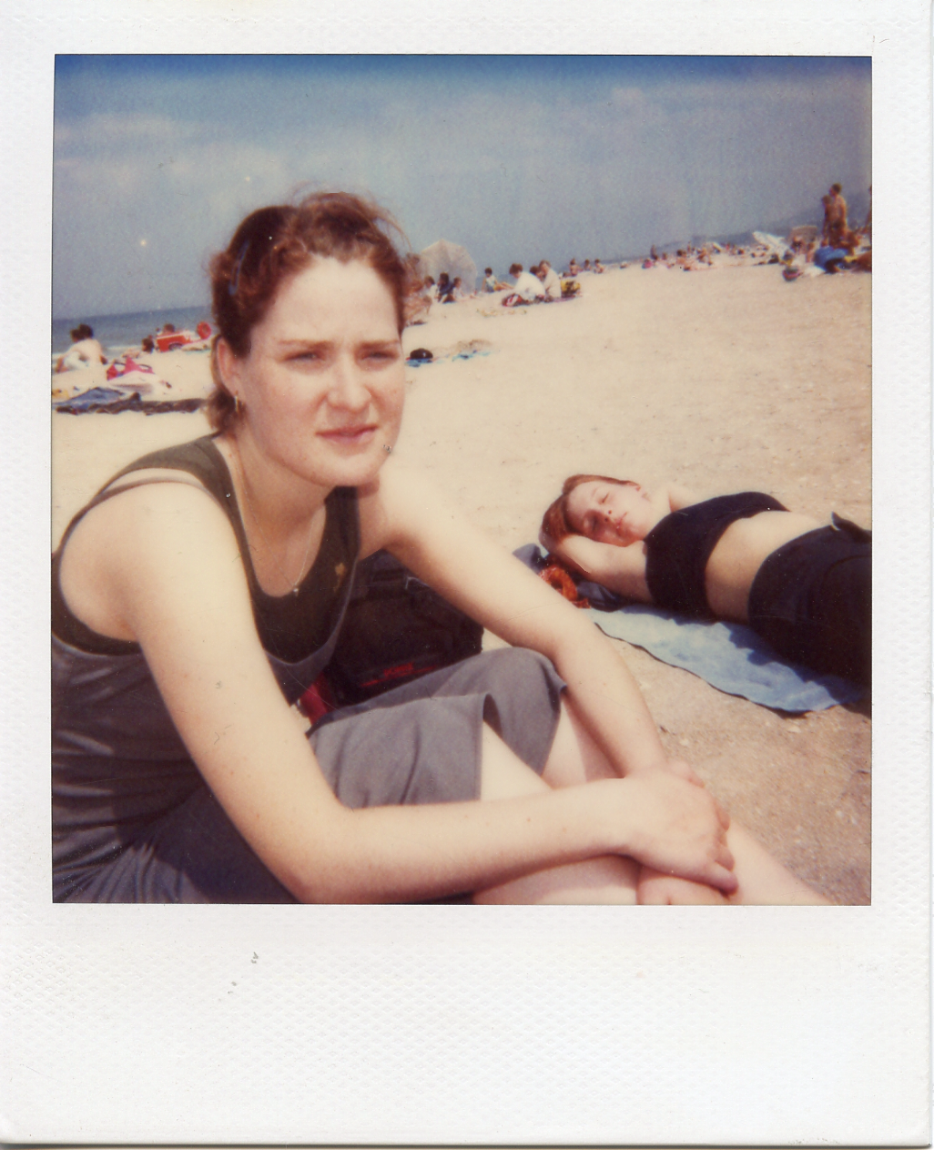 Hanna and Hanna on the beach in Normandy. 